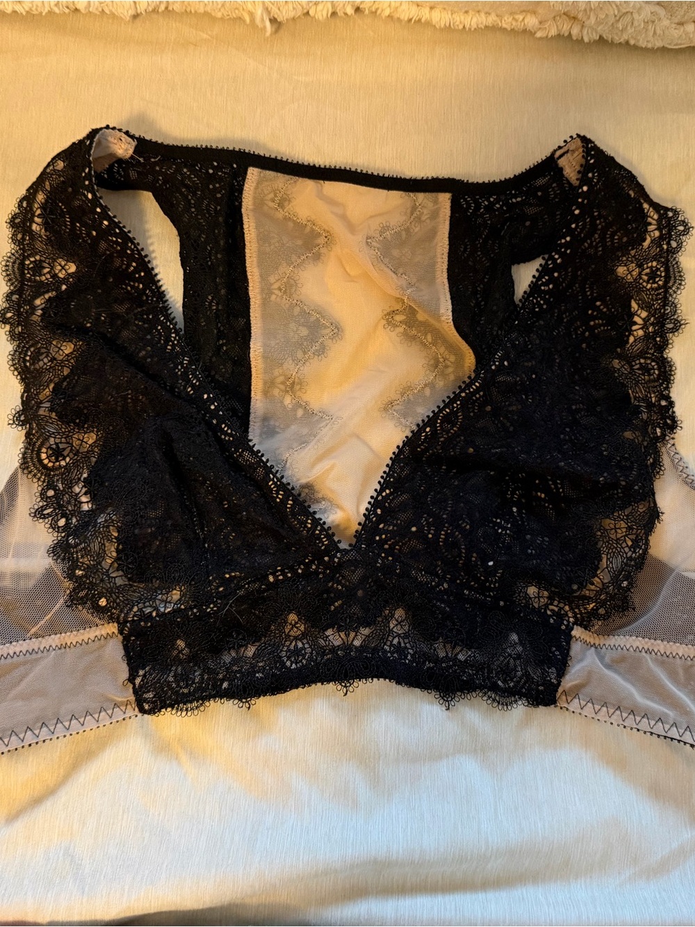 Victoria's Secret Black Lace Bralette with Sheer Insets